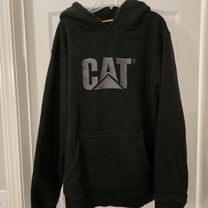 Cat Caterpillar Heavyweight Black Hoodie, Men's Lrg
